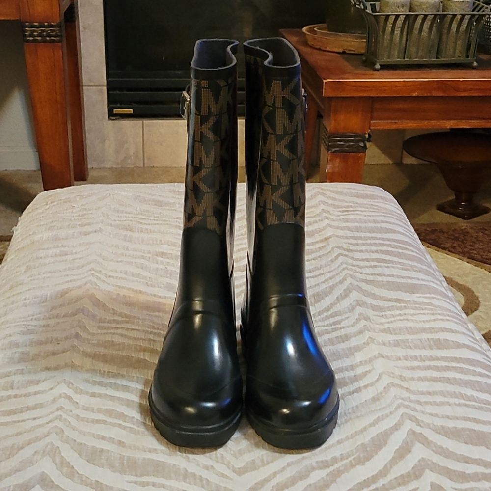 Michael Kors Black and Brown Winter Rain Boots